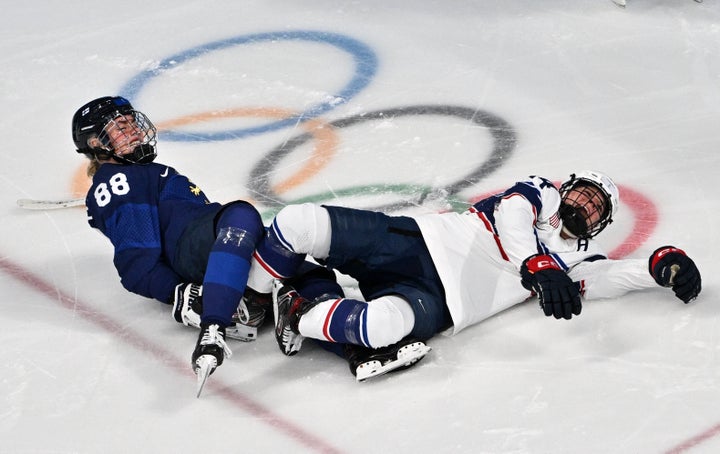 Star’s Injury Mars U.S. Women’s Hockey Victory In Winter
Olympics Opener 1 Brianna Decker, left, is out of the Olympics after this collision with Finland's Ronja Savolainen.