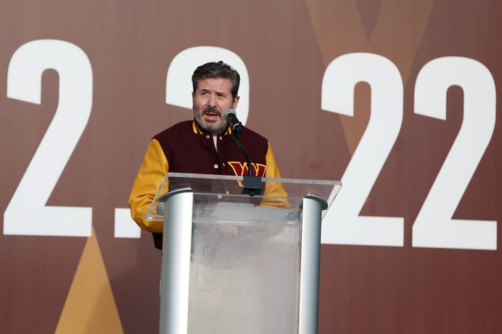 Dan Snyder, the team's co-owner, at the announcement of the Washington Football Team's name change to the Washington Commanders on Wednesday, the day before new sexual harassment allegations against him were made public.