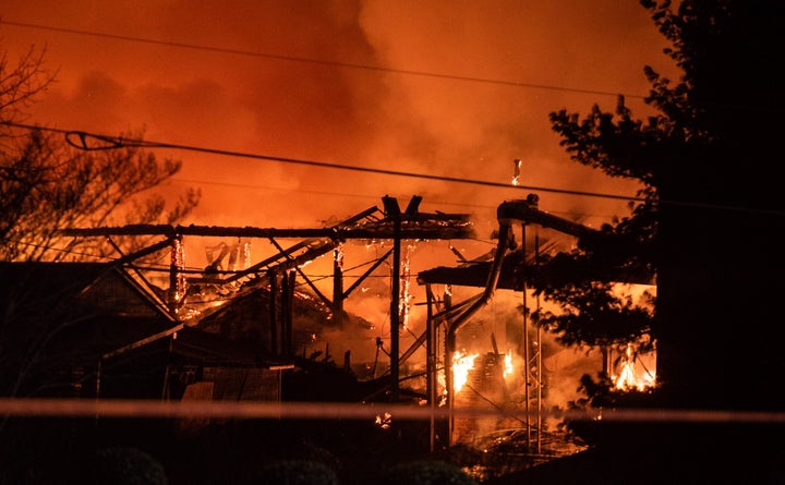 A view of the fire on Jan. 31, 2022, in Winston-Salem, North Carolina.
