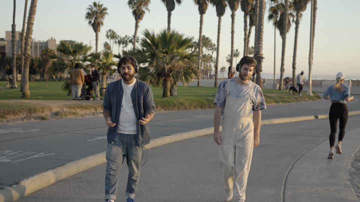 Ben Abraham (left) and Ben Platt on the set of "I Am Here" in Los Angeles.