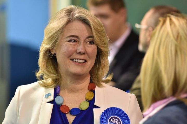 Tory MP Anna Firth attends the Southend West by-election result on February 04, 2022.