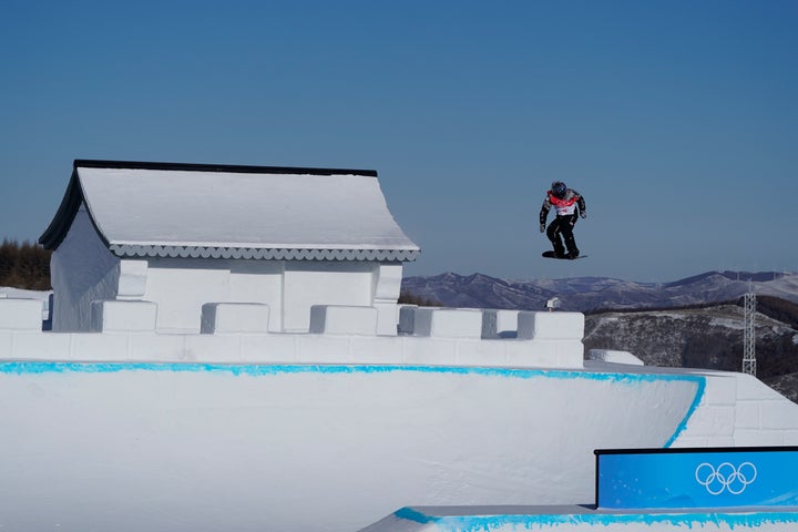 United States' Dusty Hendricksen catches air on the slopestyle course ahead of the 2022 Winter Olympics.