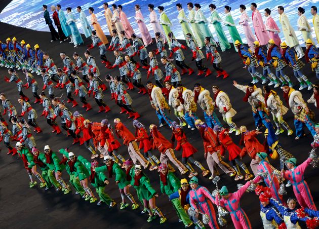 2022 Beijing Olympics - Opening Ceremony - National Stadium, Beijing, China - February 4, 2022. Performers dance during the opening ceremony. REUTERS/Jonathan Ernst