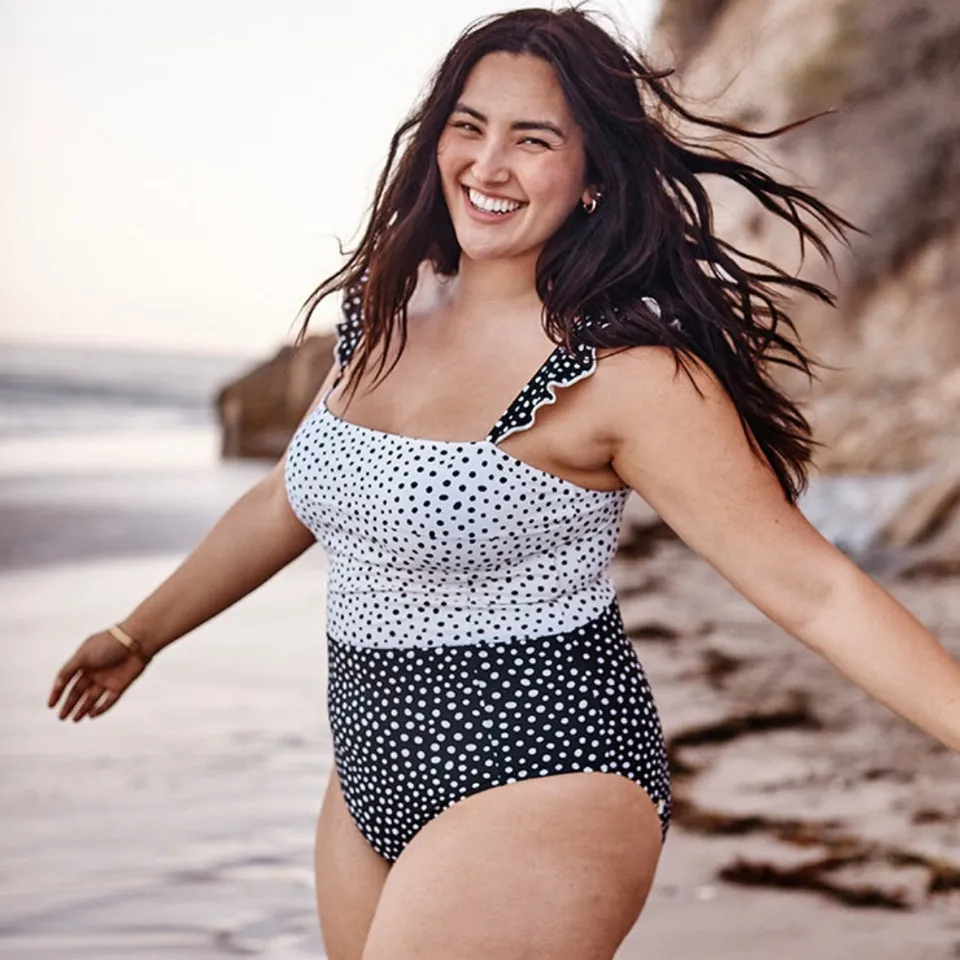 Swimsuits For All Women's Plus Size Ambition Long Sleeve Cropped