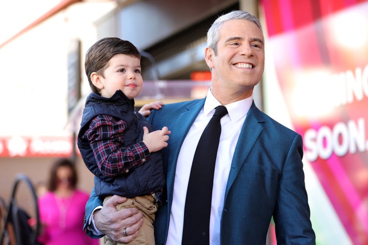 Andy Cohen and his son, Benjamin, at the Hollywood Walk of Fame on Friday.