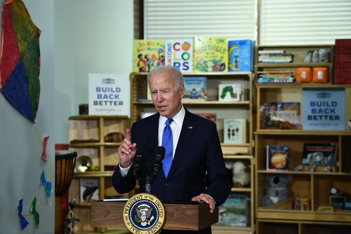 President Joe Biden at a Connecticut child care center in October, promoting his Build Back Better legislation. Negotiations on Capitol Hill have stalled, but Biden and Democratic leaders hope they can still enact key portions, including the early childhood provisions.