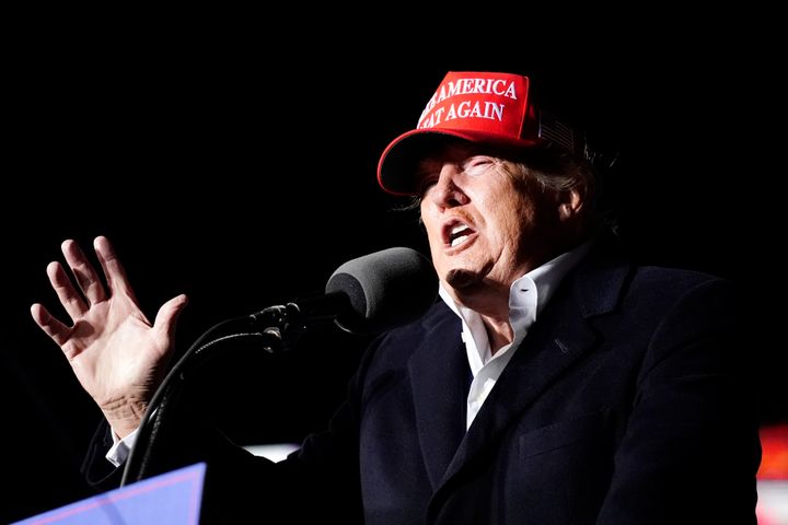 Former President Donald Trump speaks at a rally on Jan. 15, 2022, in Florence, Ariz. (AP Photo/Ross D. Franklin, File)