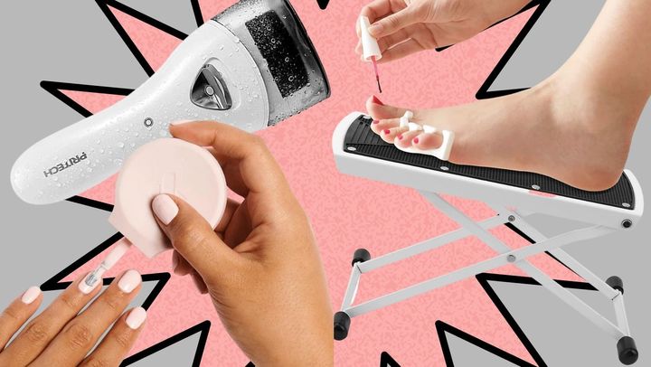 Easily paint your nails with your non-dominant hand with this ergonomic attachment, quickly smooth rough and callused feet with this electronic callus remover, and get the perfect pedicure without having to break your back with this genius foot stand.