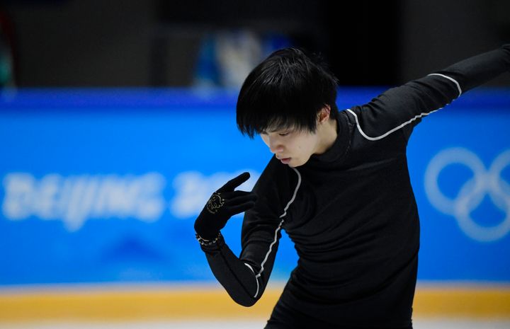 北京オリンピックでの練習に登場した羽生結弦選手（2022年2月7日撮影）