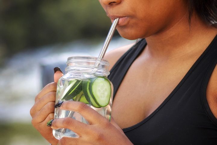 Adding cucumber to your water makes it that much more refreshing. 
