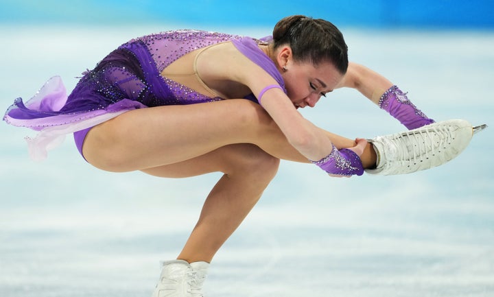 2022 Beijing Olympics - Figure Skating - Team Event - Women Single Skating - Short Program - Capital Indoor Stadium, Beijing, China - February 6, 2022. Kamila Valieva of the Russian Olympic Committee in action. REUTERS/Aleksandra Szmigiel