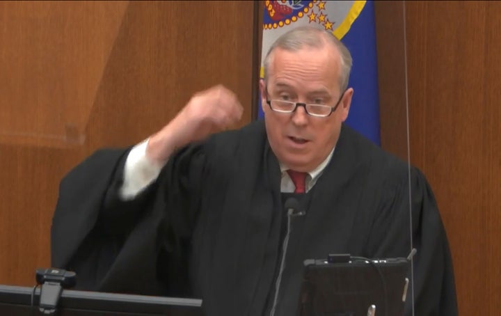 Hennepin County Judge Peter Cahill, in an image from an April 15, 2021, video, presides at the trial of former Minneapolis police officer Derek Chauvin in the May 25, 2020, death of George Floyd in Minneapolis.