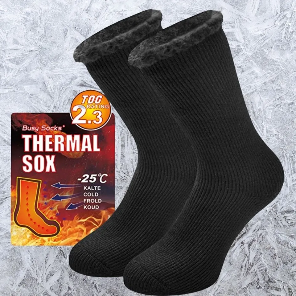 Busy Socks Winter Warm Thermal Socks for Men Women Extra Thick Insulated  Heated Crew Boot Socks for Extreme Cold Weather