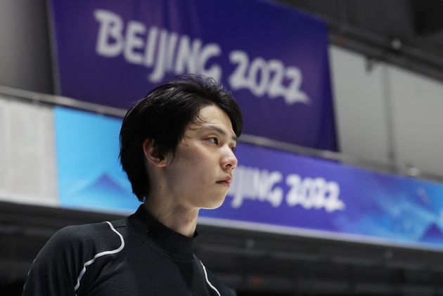 10日のフリーに向け練習に励む羽生結弦選手（2022年2月9日撮影）