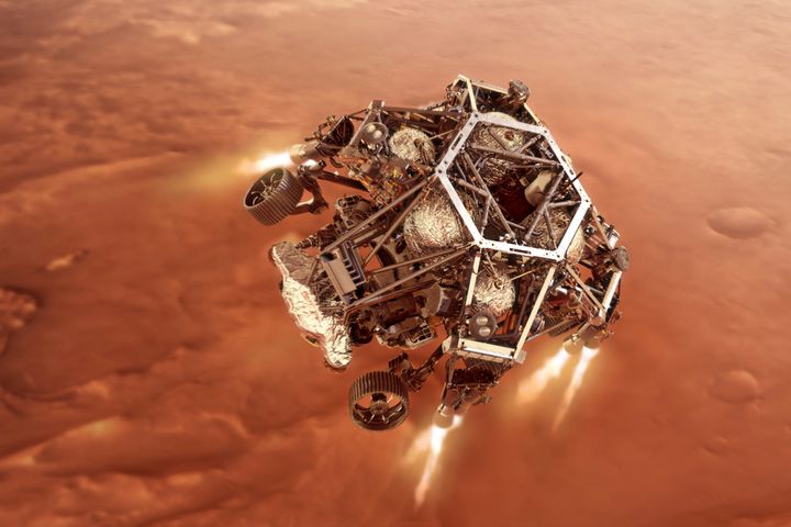 Το Perseverance της NASA κατά την κάθοδό του στον Άρη. 
