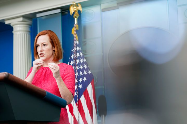 White House press secretary Jen Psaki said crack pipes "were never a part of the kit. It was inaccurate reporting and we wanted to put out information to make that clear" on Feb. 9, 2022, in Washington. 