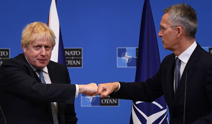 Prime Minister Boris Johnson during his meeting with Nato secretary general Jens Stoltenberg at Nato Headquarters in Brussels
