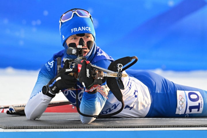 France's Anais Bescond competes in the Biathlon Women's 15km Individual event.