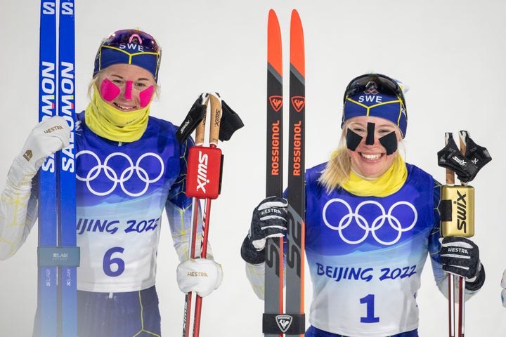 Gold medal winner Jonna Sundling (right) of Sweden and silver medal winner Maja Dahlqvist of Sweden.