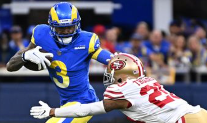 Odell Beckham Jr. of the Los Angeles Rams carries the ball during the NFC title game on Jan. 30.