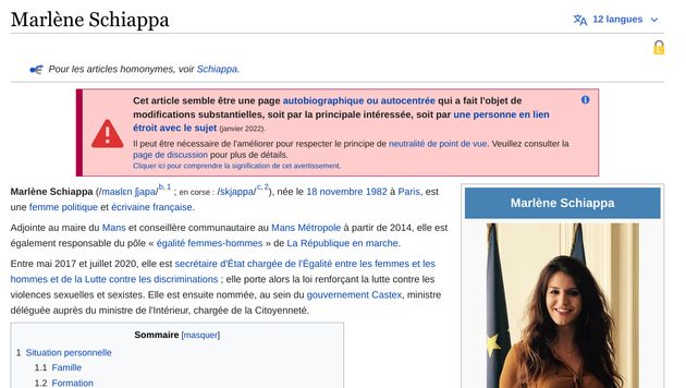 Capture d'écran page Wikipédia de Marlène