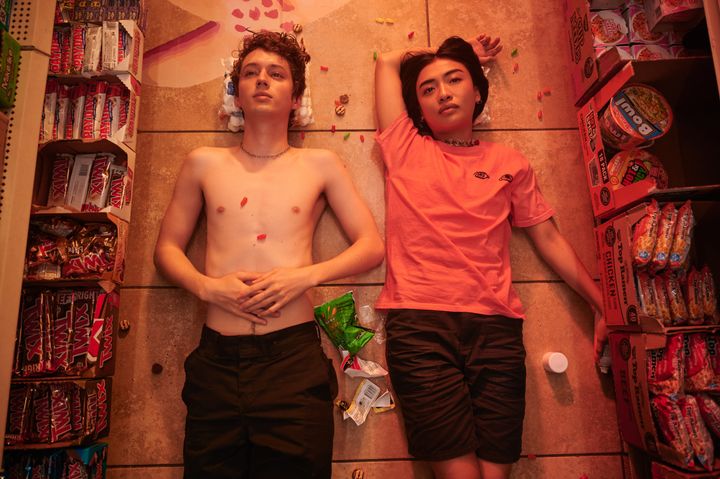 Troye Sivan (left) and Brianne Tju in "Three Months," which hits Paramount+ on Feb. 23.