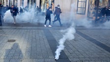 Paris Police Fire Tear Gas To Disperse Anti-Mandate Protesters Paris Police Fire Tear Gas To Disperse Anti-Mandate Protesters