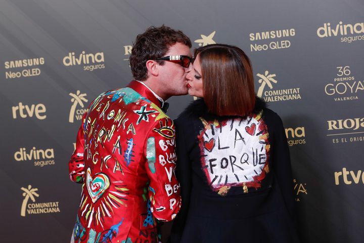 Los actores Macarena Gómez y Aldo Comas, en la alfombra roja de los Premios Goya.