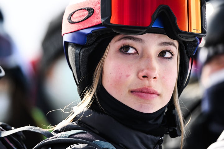 Eileen Gu Ailing of Team China watches the Women's Snowboard Halfpipe Final on Day 6 of the Beijing 2022 Winter Olympics at Genting Snow Park on February 10, 2022 in Zhangjiakou, Hebei Province of China.