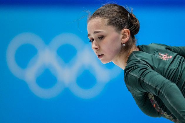 北京オリンピックでトレーニングをするカミラ・ワリエワ選手（2022年2月14日撮影）