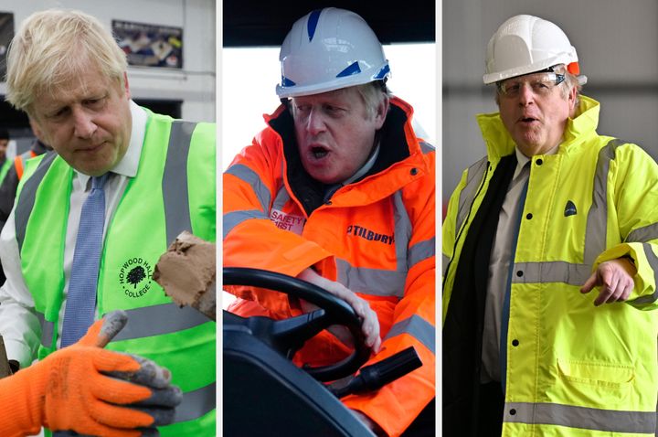 Boris Johnson is on a mini tour, wearing hi vis again.