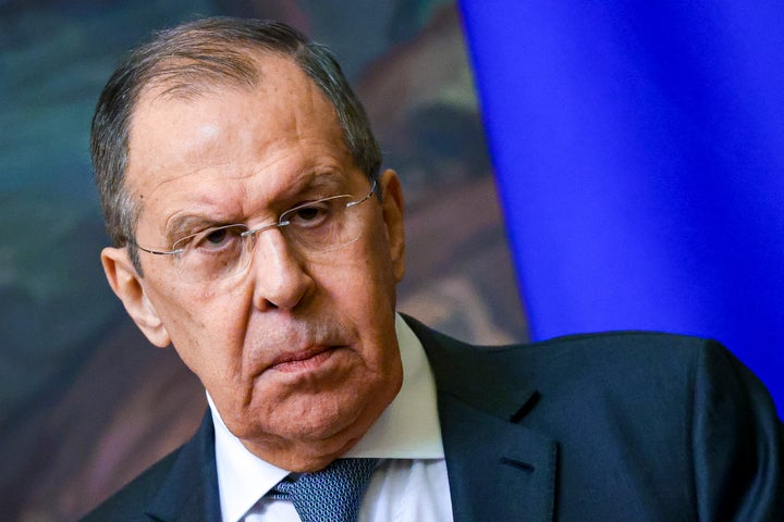 In this photo provided by the Russian Foreign Ministry Press Service, Foreign Minister Sergey Lavrov speaks during a joint news conference with Croatia's Foreign Minister Gordan Grlic Radman in Moscow, Russia, Monday, Jan. 17, 2022. (Russian Foreign Ministry Press Service via AP, File)
