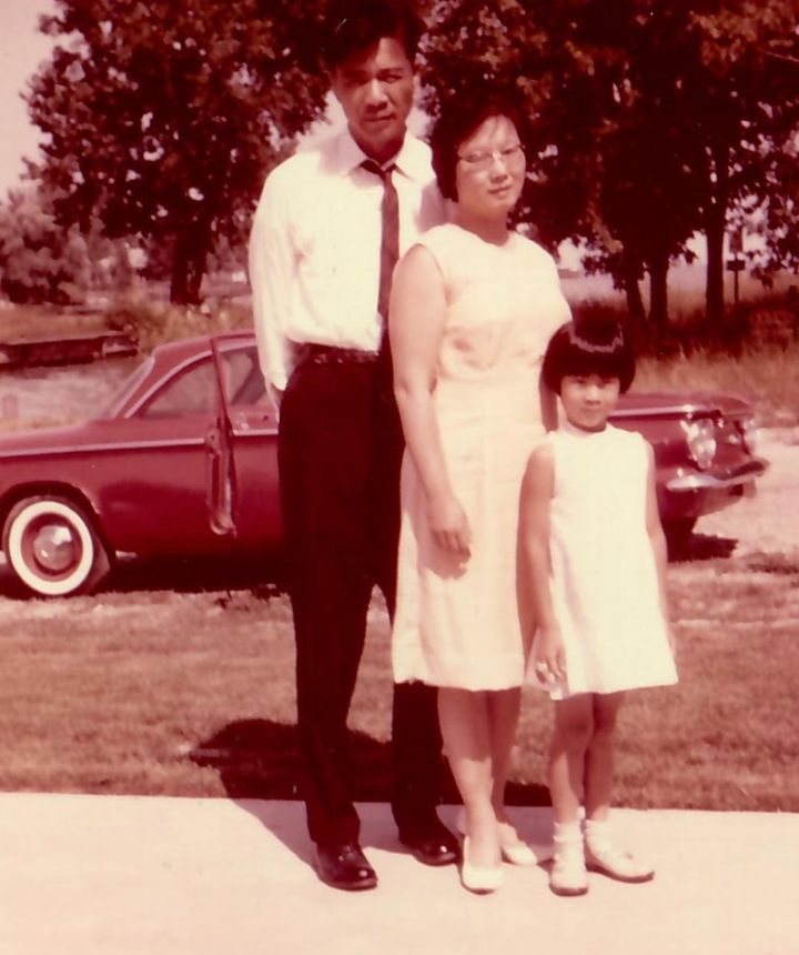 The author with her parents at a wedding in Chicago in 1964.
