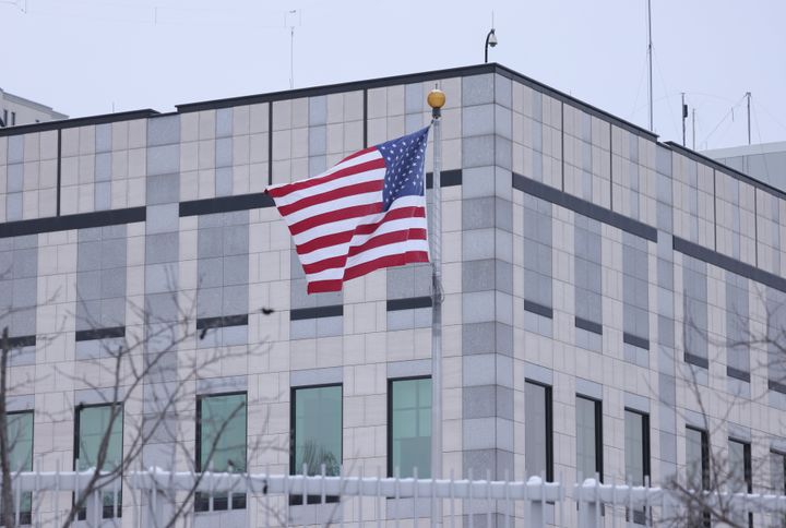 H πρεσβεία των ΗΠΑ στις 24 Ιανουαρίου 2022 στο Κίεβο της Ουκρανίας.