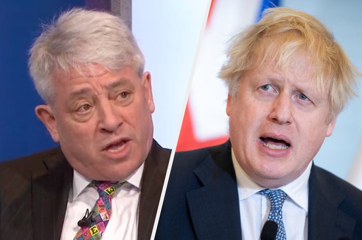 John Bercow, former speaker of the Commons, and prime minister Boris Johnson