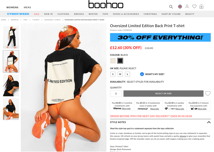 The banned images, which were previously used on Boohoo's website. 