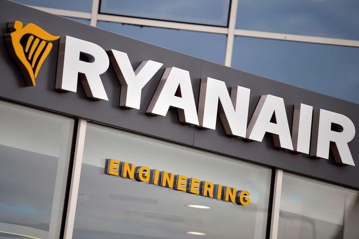 General view of the Ryanair logo at their headquarters in Dublin, Ireland, September 16, 2021. REUTERS/Clodagh Kilcoyne