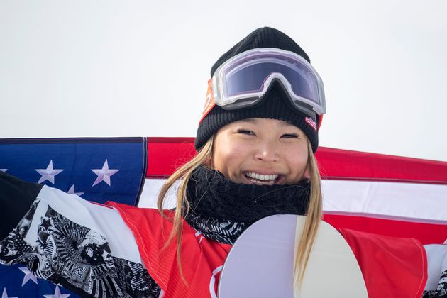 2022年2月10日中国・北京　女子スノーボード・ハーフパイプで優勝したアメリカのクロエ・キム選手