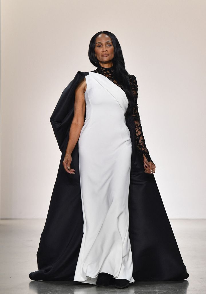 Johnson walks the runway for Bibhu Mohapatra during New York Fashion Week at Spring Studios on Feb. 15 in New York City. 