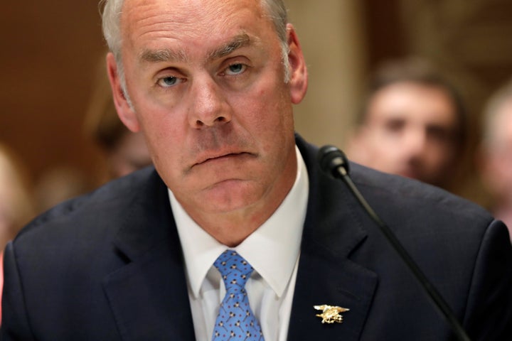 Then-Interior Secretary Ryan Zinke testifies before a Senate Appropriations subcommittee hearing in May 2018.