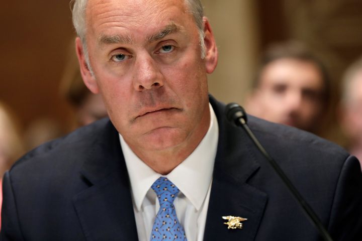 Then-Interior Secretary Ryan Zinke testifies before a Senate Appropriations subcommittee hearing in May 2018.