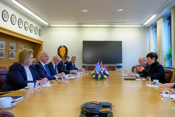 Συνάντηση ΥΠΕΞ Ν.Δένδια και ΥΦΥΠΕΞ Κ.Φραγκογιάννη με την Πρόεδρο και Μέλη της Διαρκούς Επιτροπής Εξωτερικών και Άμυνας του Νορβηγικού Κοινοβουλίου Τετάρτη 16 Φεβρουαρίου 2022. (ΥΠ. ΕΞΩΤΕΡΙΚΩΝ/EUROKINISSI)