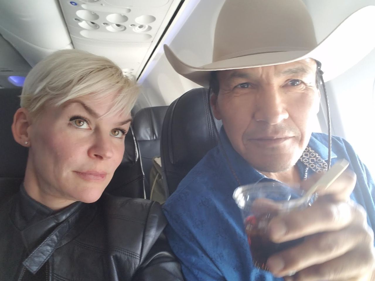 The author and her boyfriend, Rod, on the plane to Reno, Nevada.