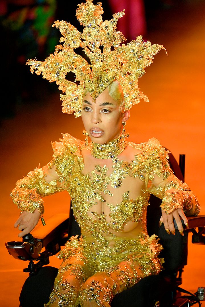 Jillian Mercado appears on the runway for The Blonds during New York Fashion Week in 2020.
