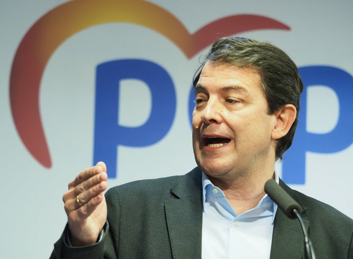 Alfonso Fernandez Mañueco, el pasado 15 de febrero, en la reunión de la Junta regional de su partido, en Valladolid.