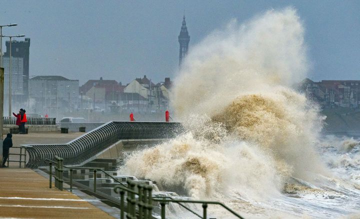 Large waves in Blackpool during Storm Dudley on Wednesday – Storm Eunice is expected to be much more dangerous