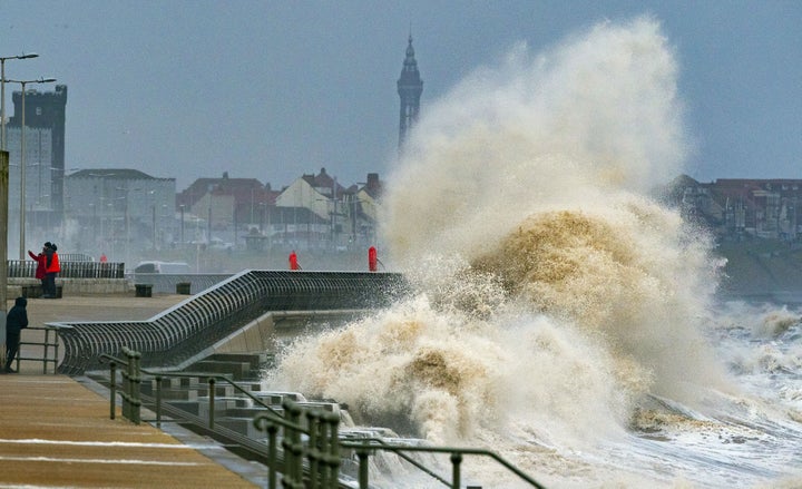 Large waves in Blackpool during Storm Dudley on Wednesday – Storm Eunice is expected to be much more dangerous