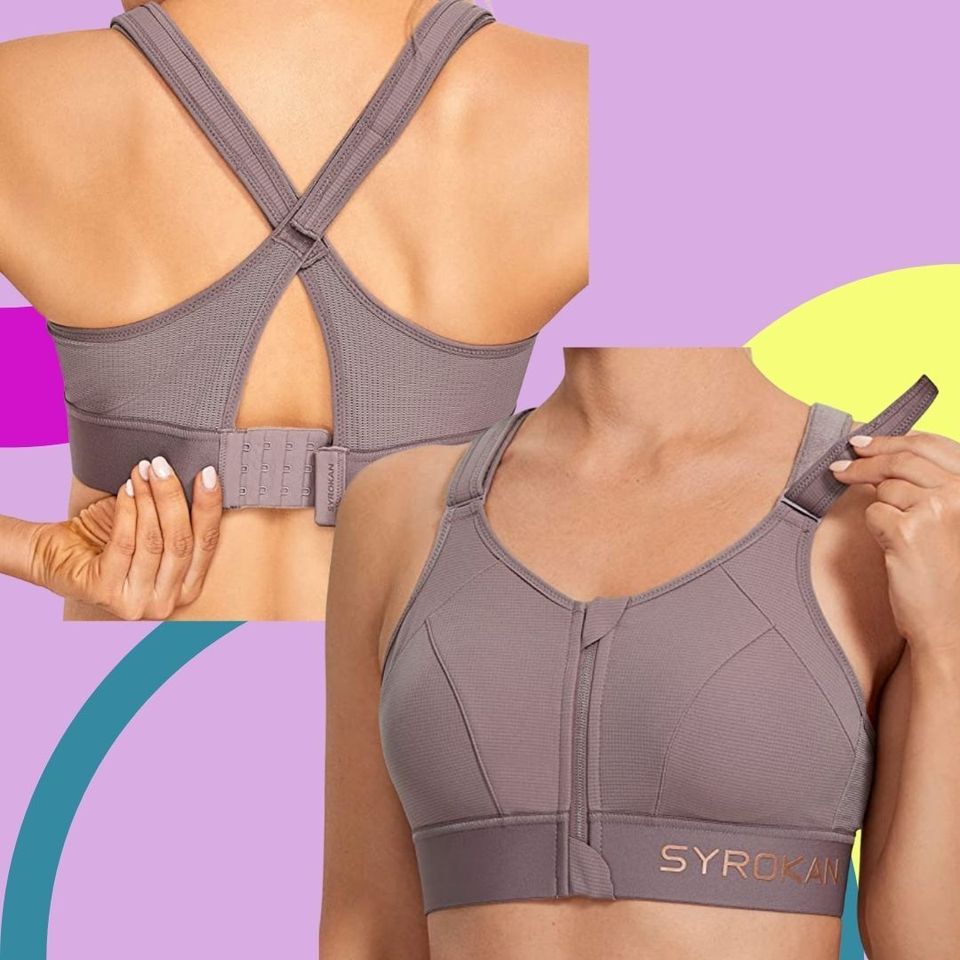 A high-support zip-front bra with adjustable comfort straps