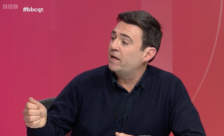 Andy Burnham hit out at Tory policies on BBC Question Time