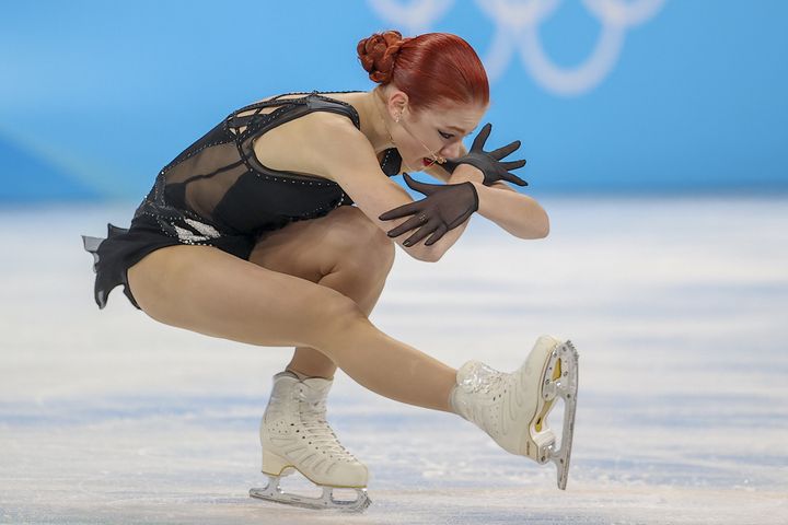 Alexandra Trusova of ROC performs her free skate at the Beijing Winter Olympics.